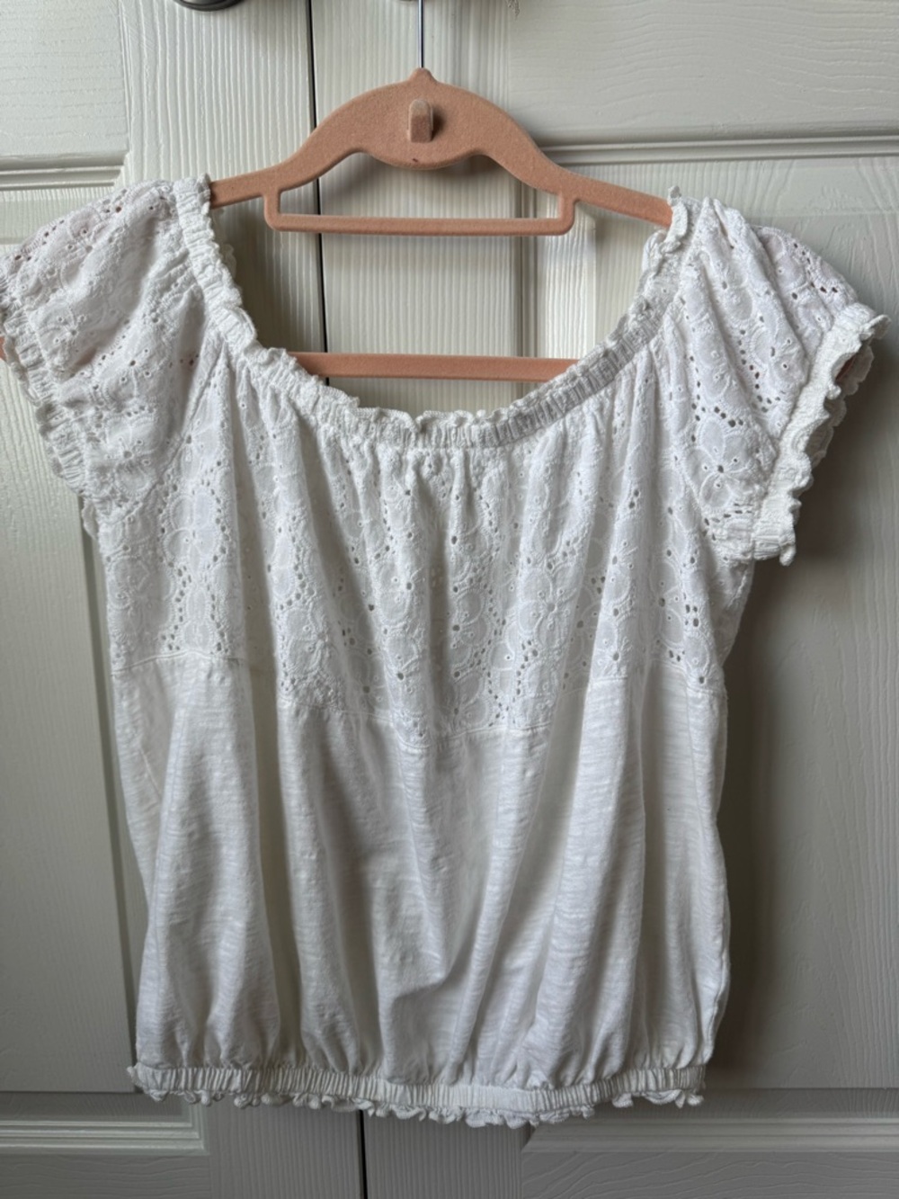 Altar'd State White Eyelet Off-the-Shoulder Blouse